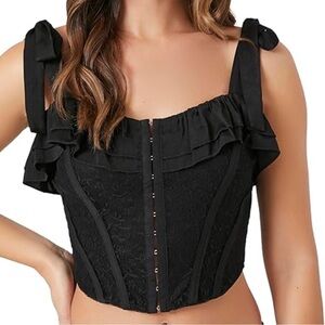 Forever 21 Lace Tie Strap Corset Crop Top